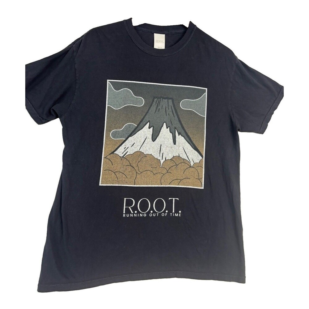ROOT Running Out of Time Graphic T Shirt Men’s Large Black Mountain Nature Tee
